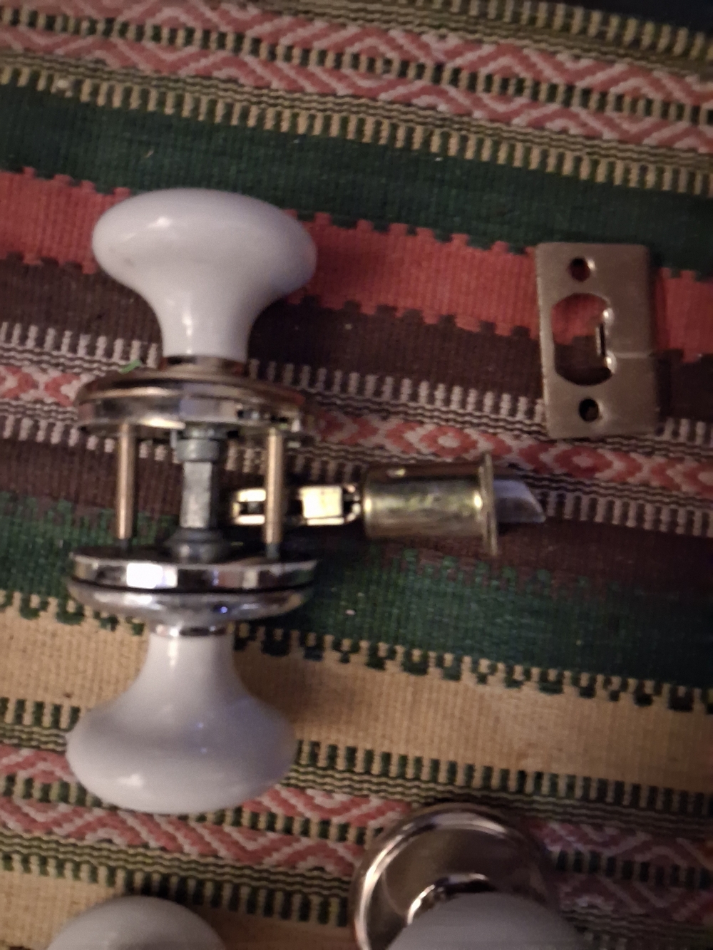 This is a vintage Gainsborough brand door knob Porclin/Brass Trim 10 Available